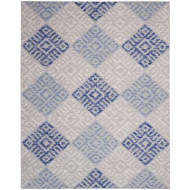 Whimsicle 8'4" x 11'6" Bohemian Indoor Rug In Grey and Blue