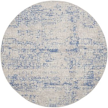 Whimsicle 8' x 8' Round Modern Indoor Rug In Grey and Blue