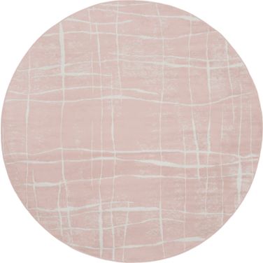 Whimsicle 8' x 8' Round Indoor Rug In Ivory and Pink