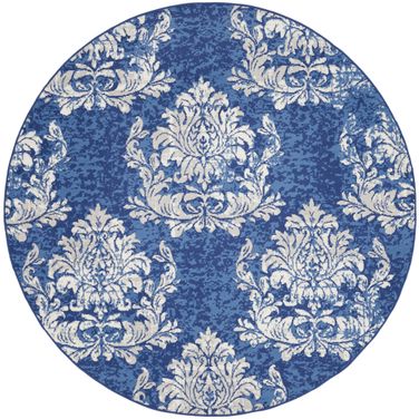 Whimsicle 8' x 8' Round Indoor Rug In Navy and Ivory