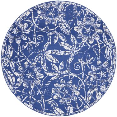 Whimsicle 8' x 8' Round Farmhouse Indoor Rug In Navy