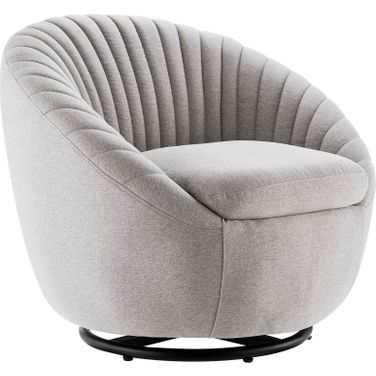 Whirr Tufted Fabric Swivel Chair In Black Light Gray