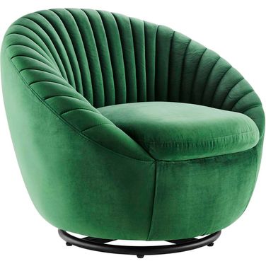 Whirr Tufted Performance Velvet Swivel Chair In Emerald