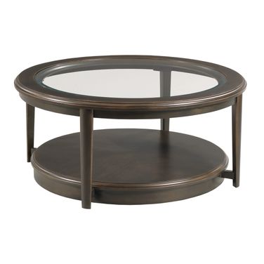 Whitaker Round Coffee Table with Casters In Black Denim