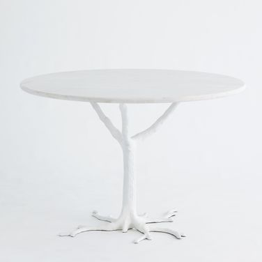 White Faux Bois Dining Table