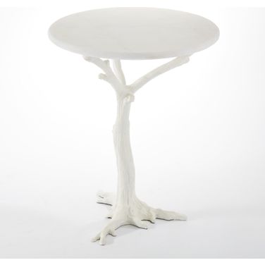 White Faux Bois Side Table