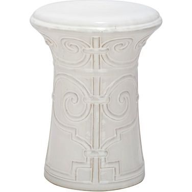 White Imperial Scroll Garden Stool