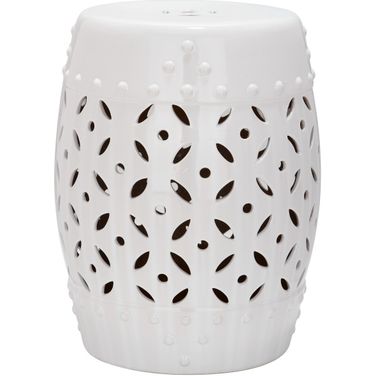 White Lattice Coin Garden Stool