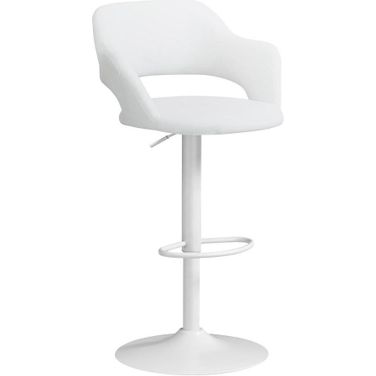White Metal Barstool With Hydraulic Lift