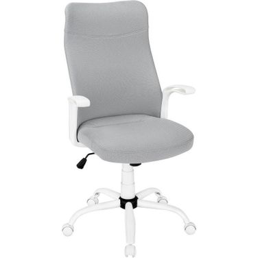 White Office Chair In Grey Fabric With Multi Position