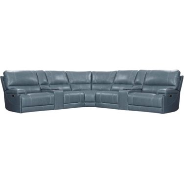 Whitman 7 Piece Modular Power Reclining Sectional with Power Adjustable Headrests In Azure
