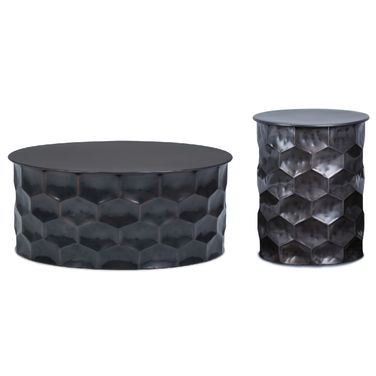 Whitney Metal Storage Occasional Table Set In Antique Bronze