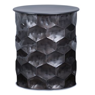 Whitney Metal Storage Side Table In Antique Bronze