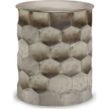 Whitney Metal Storage Side Table In Antique Silver