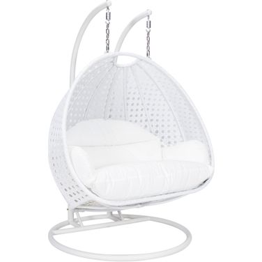 Wicker Hanging 2 Person Egg Swing Chair in White