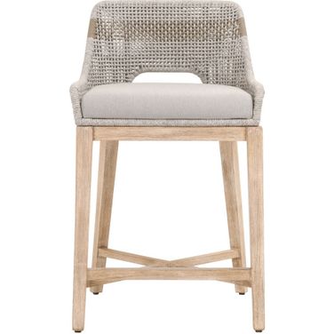 Woven Tapestry Counter Stool In Taupe and Natural Gray