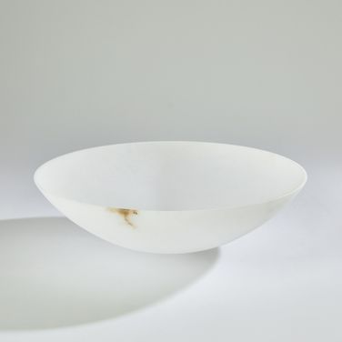 Wide Alabaster Bowl In White