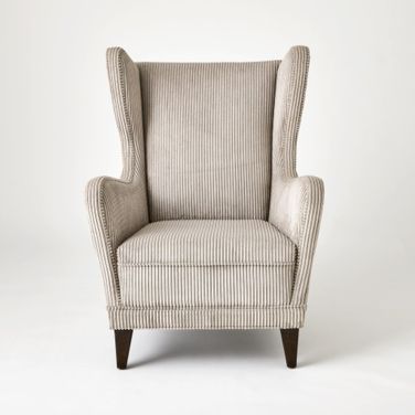 Wide Wale Corduroy Wing Chair In Smoke