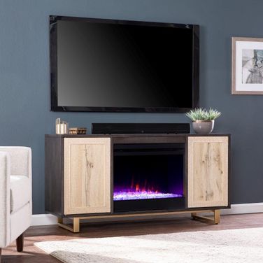 Wilconia Color Changing Fireplace With Media Storage And Carved Details