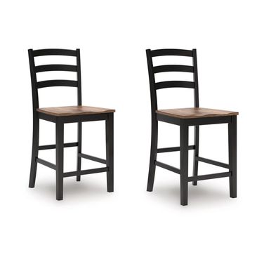 Wildenauer Counter Height Barstool Set of 2 In Brown and Black