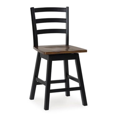 Wildenauer Counter Height Swivel Barstool Set of 2 In Brown and Black