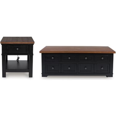 Wildenauer Lift-Top Occasional Table Set In Brown and Black