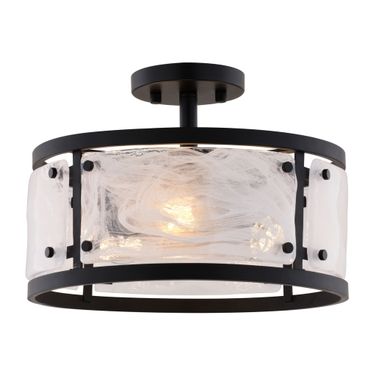 Wilder 13 Inch 3 Light Semi-Flush Mount In Matte Black