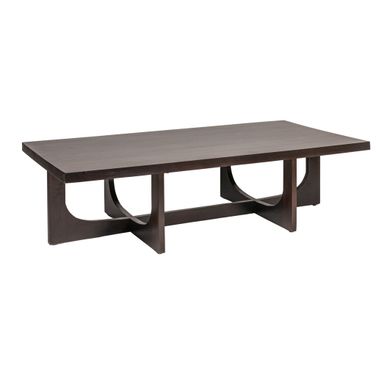 Wilder Rectangular Mango Wood Coffee Table with Cross Trestle Base In Black