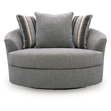 Wildwood Manor Oversized Swivel Accent Chair In Smolder