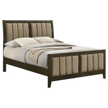 Wilkes 51 Inch Upholstered Full Bed In Dark Cocoa and Brown