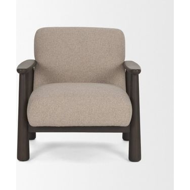 Willmar Accent Lounge Chair with Fabric and Wood In Gray and Espresso Brown