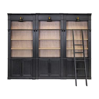 Willow Lane Three 8' Tall Bookcase Wall With Ladder In Black