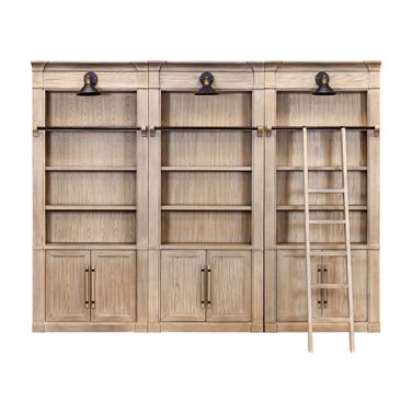 Willow Lane Three 8' Tall Bookcase Wall With Ladder In Brown