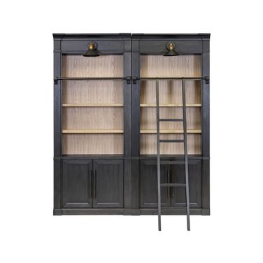 Willow Lane Two 8' Tall Bookcase Wall With Ladder In Black