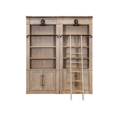 Willow Lane Two 8' Tall Bookcase Wall With Ladder In Brown