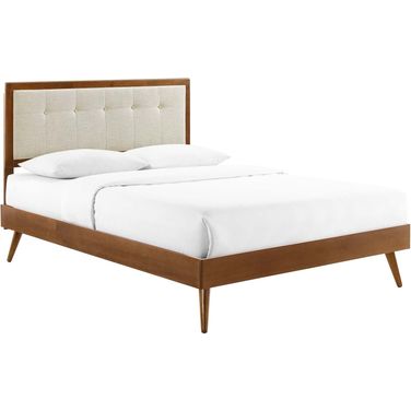Willow Queen Wood Platform Bed With Splayed Legs MOD-6385-WAL-BEI