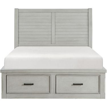 Willowbrook California King Platform Bed with Storage Footboard and Side Rails In Gray