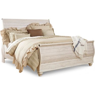 Willowton King Sleigh Bed In Washed White