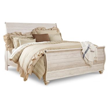Willowton King Sleigh Bed In White Wash