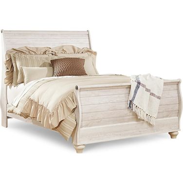 Willowton Queen Sleigh Bed In Washed White