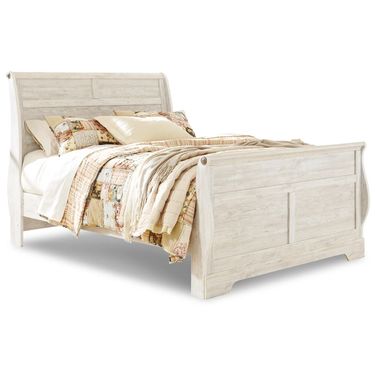 Willowton Queen Sleigh Bed In Washed White