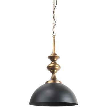 Willson Iron with Antique Brass Dome Pendant Light In Black