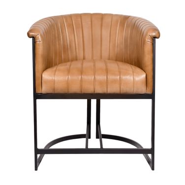 Wilshire Genuine Leather Dining Chair In Caramel