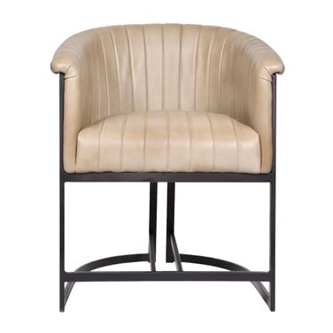 Wilshire Genuine Leather Dining Chair In Stone