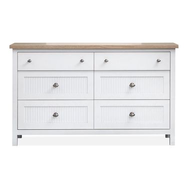 Windmill Harbour Double Drawer Dresser In White Whisp and Sand