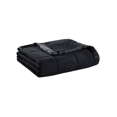 Windom Lightweight Down Alternative Blanket with Satin Trim In Black