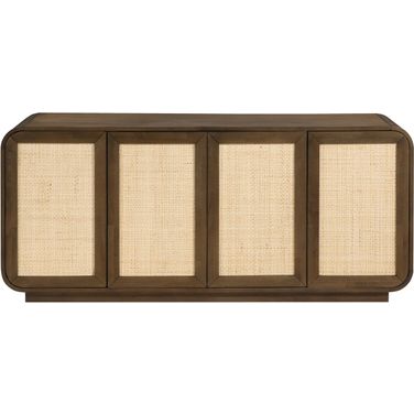 Windsor Solid Wood and Cane Sideboard In Brown