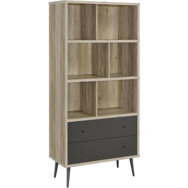 Maeve 3-shelf Engineered Wood Bookcase with Drawers Antique Pine and Grey