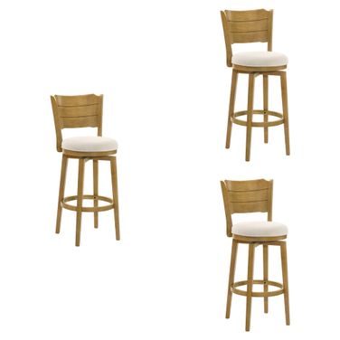 Winsley Swivel Bar Height Bar Stool Set of 3 In Amber Glow and White
