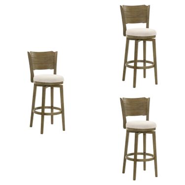 Winsley Swivel Bar Height Bar Stool Set of 3 In Putty Brown and White